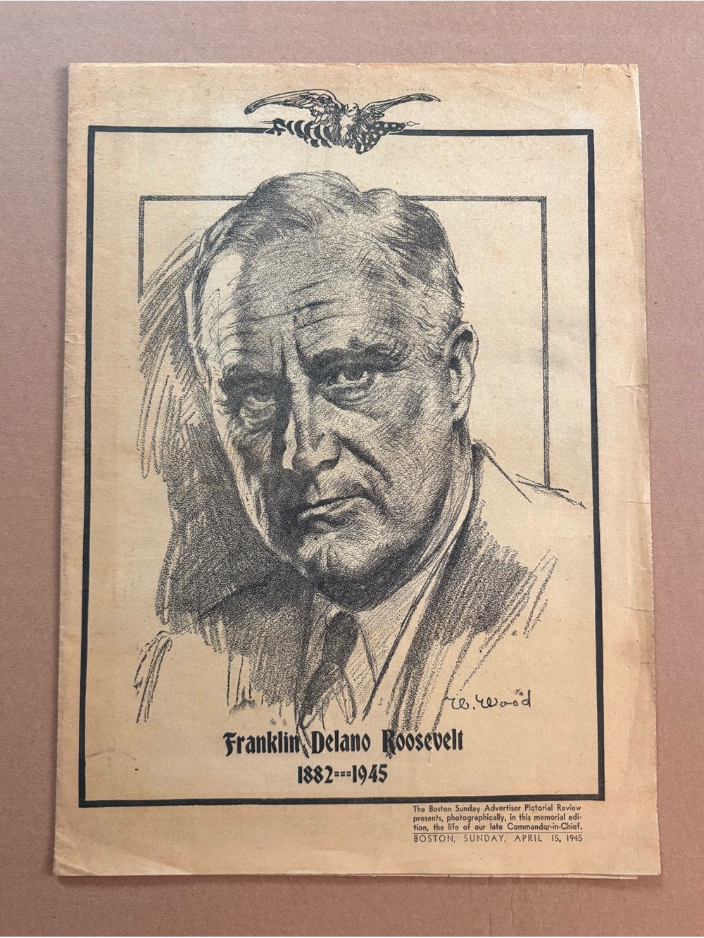 1945 FDR Memorial Boston Sunday Advertiser Pictorial Review Roosevelt